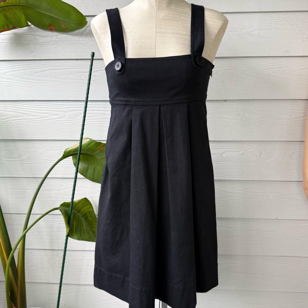 Theory Women’s Black Mini Dress – Size 4P, Button Front, Square Neck